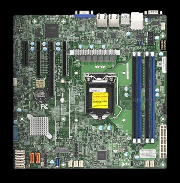 ​Материнская плата Supermicro X12STL-F (MBD-X12STL-F-O), microATX, сокет LGA 1200, чипсет Intel C252, 4 слота DDR4 ECC UDIMM до 128 ГБ, 6 портов SATA3, 1 слот M.2, 2 порта Gigabit LAN