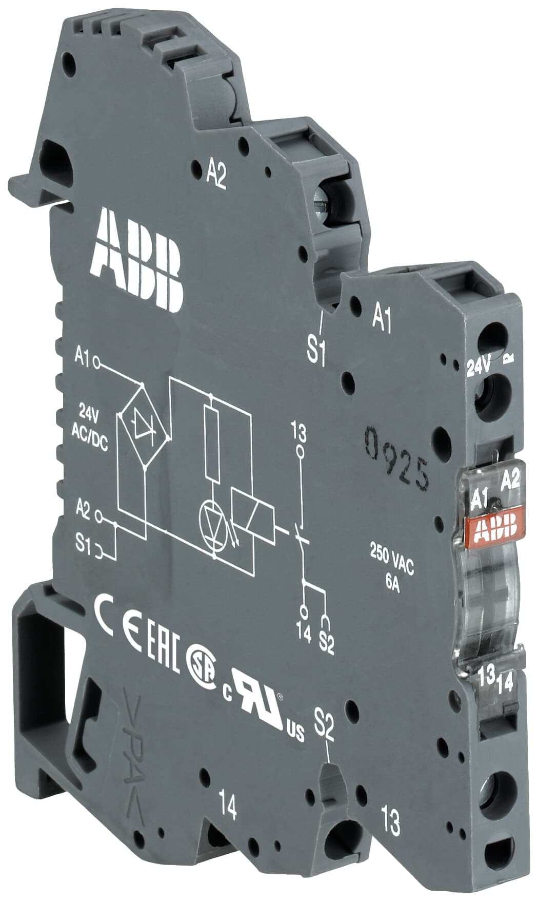 Оптронный модуль ABB OBROC5000-24VDC 1SNA645524R2300, 24 В DC, выход 3-60 В DC, 5 мА-5 А, MOSFET, винтовые клеммы