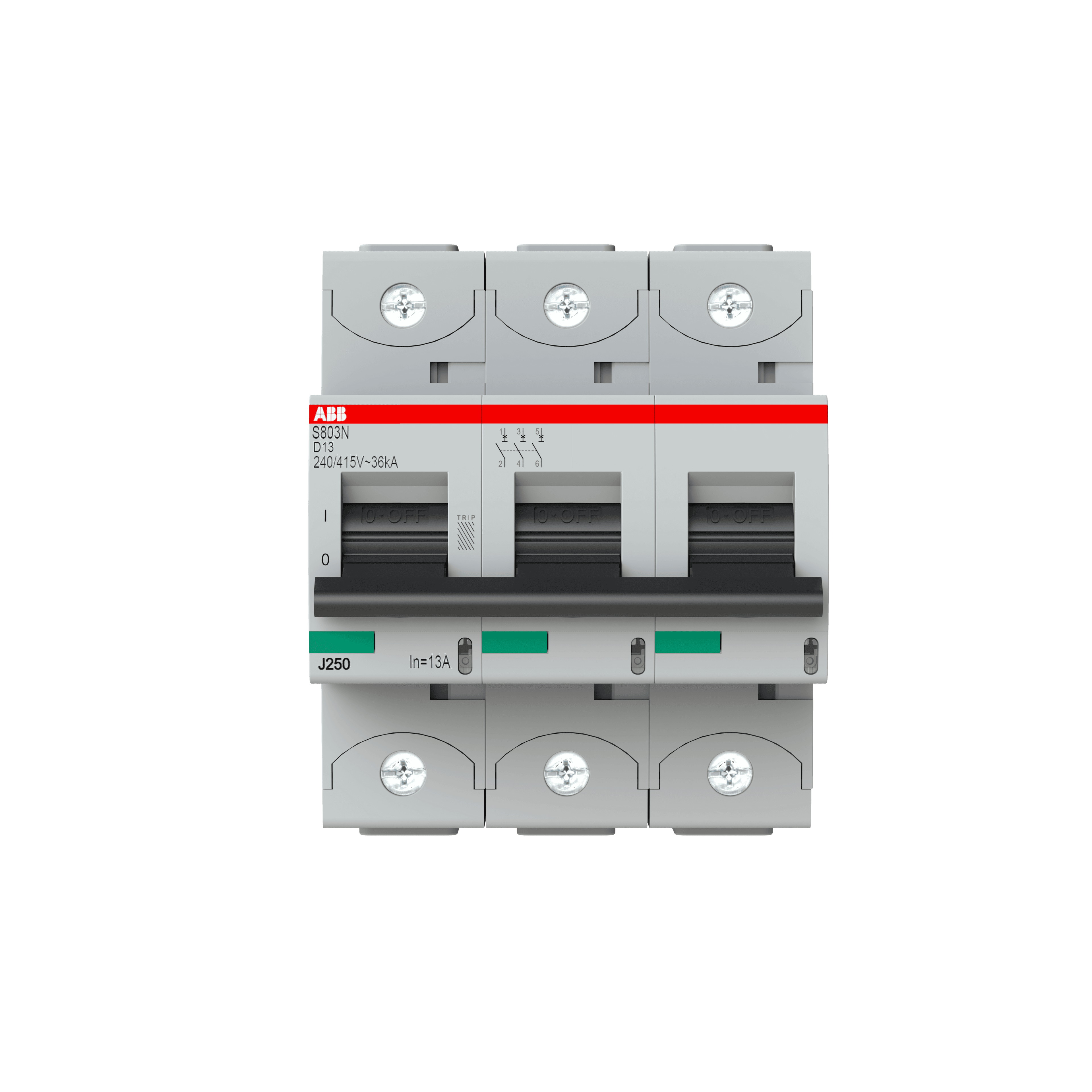 Автоматический выключатель ABB S803N-D13 2CCS893001R0131, 13 А, 3 полюса, характеристика D, 400 В
